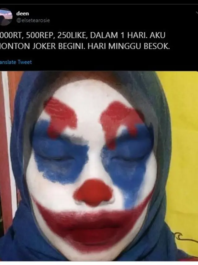 Gara-gara Cuitan Twitter, Gadis Ini Tepati Janji Pakai Riasan Joker Saat di Bioskop