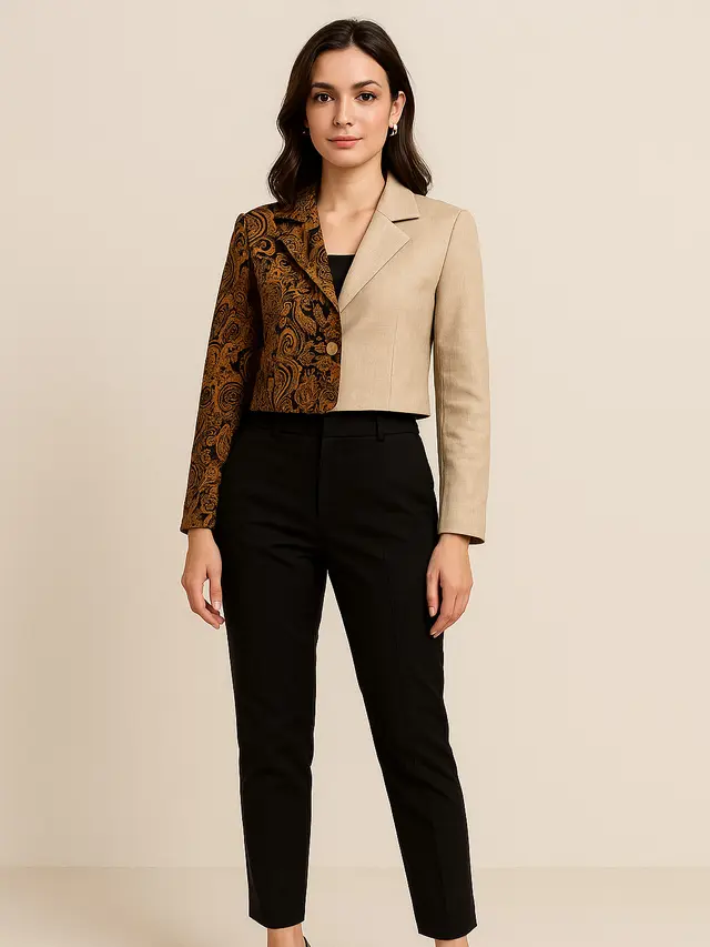 Model Blazer Crop Batik Kekinian untuk Wanita Karier