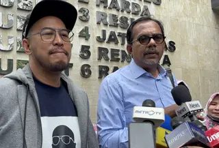 Pandji Penuhi Panggilan Polda Metro Jaya soal Mens Rea. (Liputan6.com/Ady Anugrahadi)