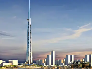 Arab Saudi dalam proses membangun gedung pencakar langit bernama Kingdom Tower. Gedung ini digadang-gadang menjadi yang tertinggi di dunia dengan ketinggian lebih dari 1 km. (www.theguardian.com)