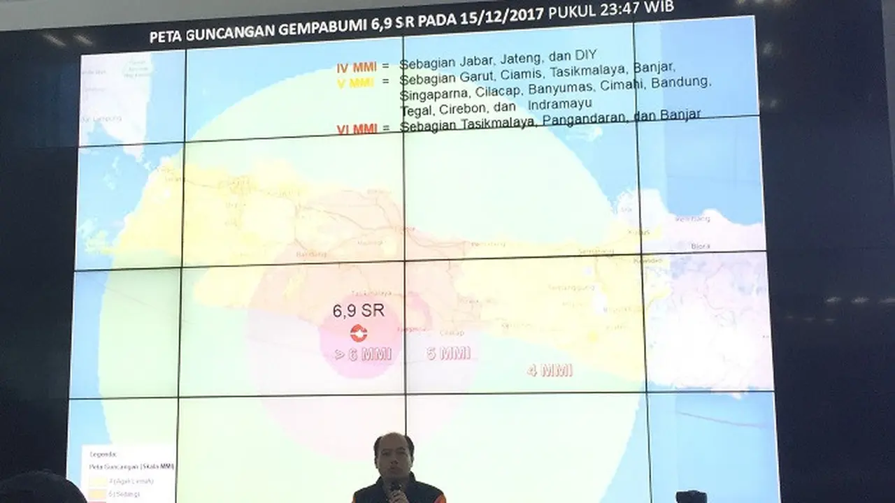 Kepala Pusat Data Informasi dan Humas BNPB Sutopo Purwo Nugroho dalam konferensi pers mengenai gempa.