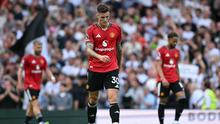 Pemain Manchester United, Benjamin Sesko, saat pertandingan melawan Fulham di pekan kedua Premier League 2025/2026 di Craven Cottage, Minggu (24/8/2025) malam WIB. Laga tersebut berakhri imbang 1-1. (JUSTIN TALLIS / AFP)