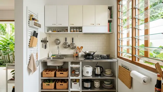 Desain Meja Dapur Baja Ringan untuk Dapur Kecil