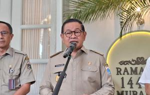 Gubernur DKI Jakarta Pramono Anung di Balai Kota DKI Jakarta, Senin (9/3/2026). (Liputan6.com/Winda Nelfira)