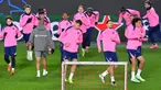 Para pemain Atletico Madrid mengambil bagian dalam sesi latihan resmi di Praha, pada 25 November 2024. (Michal Cizek/AFP)