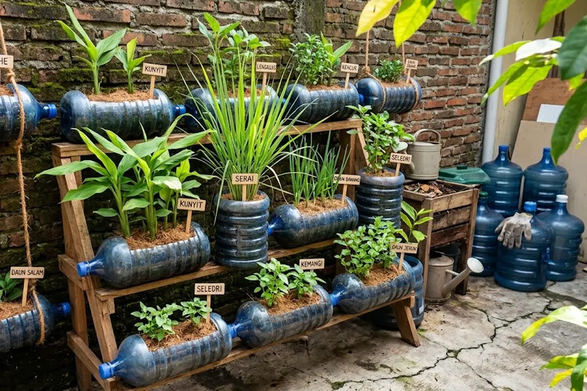 Cara Membuat Kebun Rempah dari Galon Bekas
