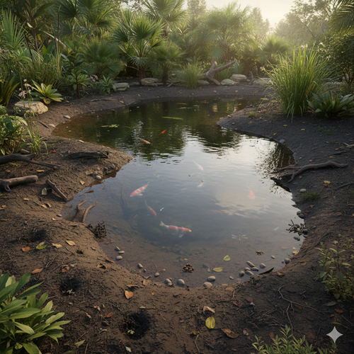 Desain Kolam Ikan yang Terlihat Aman Ini Justru Menarik Ular (Foto: Gemini AI)