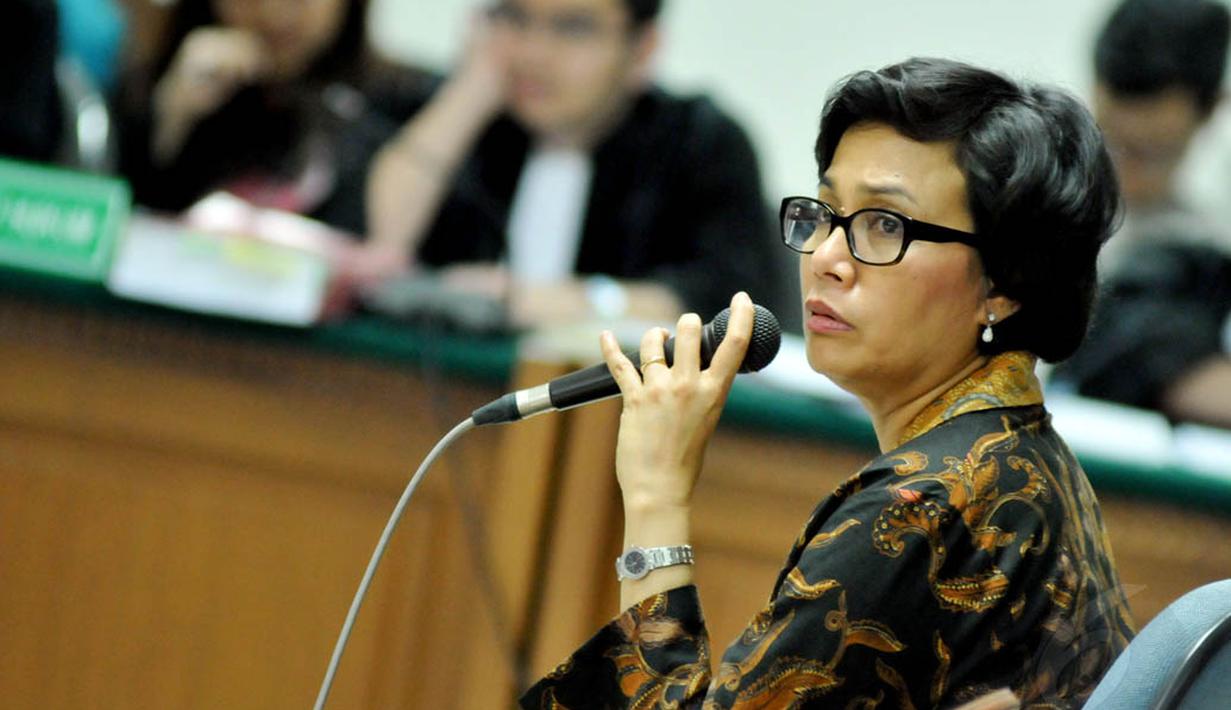Sidang lanjutan kasus Bank Centruy dengan terdakwa Budi Mulya menghadirkan Sri Mulyani sebagai saksi, Jumat (2/5/14). (Liputan6.com/Johan Tallo)