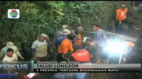 Talud Ambrol, tiga orang yang tengah bekerja untuk proyek irigasi di Candiroto, Temanggung tertimbun bongkahan batu. dua orang ditemukan. 