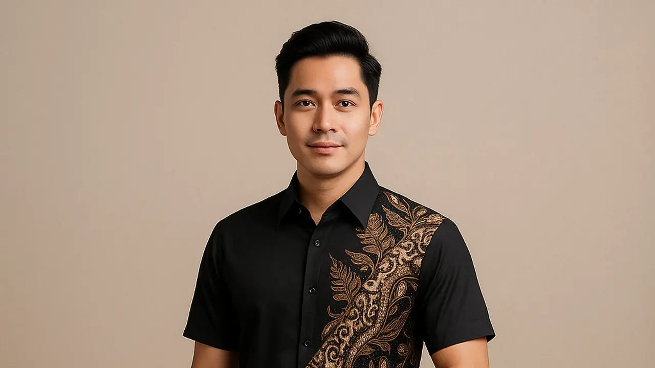 Model Baju Batik Pria Kombinasi Hitam/Ilustrasi oleh AI
