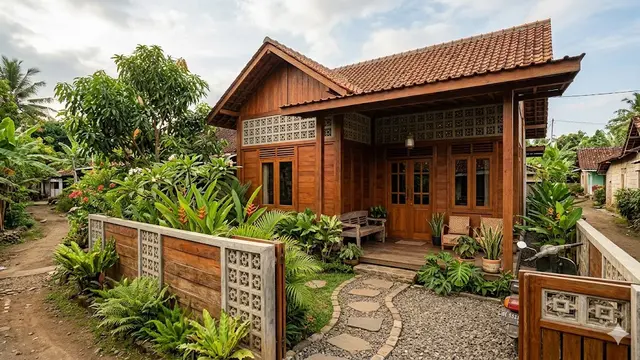 Inspirasi Rumah Desa Kombinasi Kayu dan Roster agar Lebih Adem