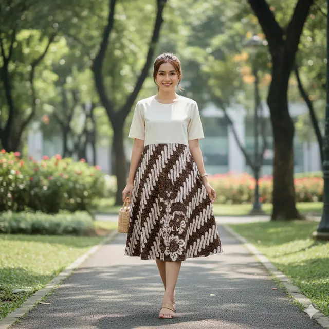 Model Dress Batik Wanita Simple Elegan