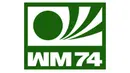Logo Piala Dunia tahun 1974 di Jerman Barat. Warna Hijau mendominasi dengan tulisan WM 74 yang berarti Piala Dunia 1974. (Istimewa)