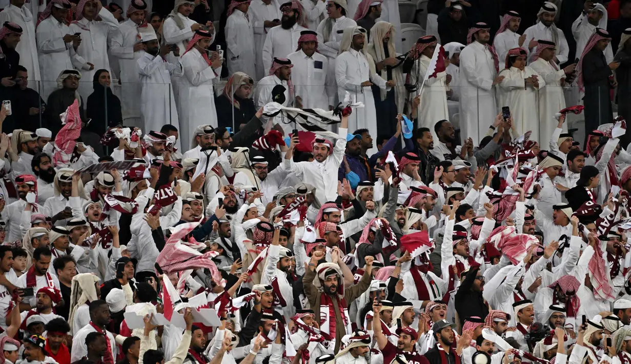 Timnas Qatar lolos ke final Piala Asia 2023 setelah mengalahkan Iran 3-2.  (HEKTOR RETAMAL/AFP)