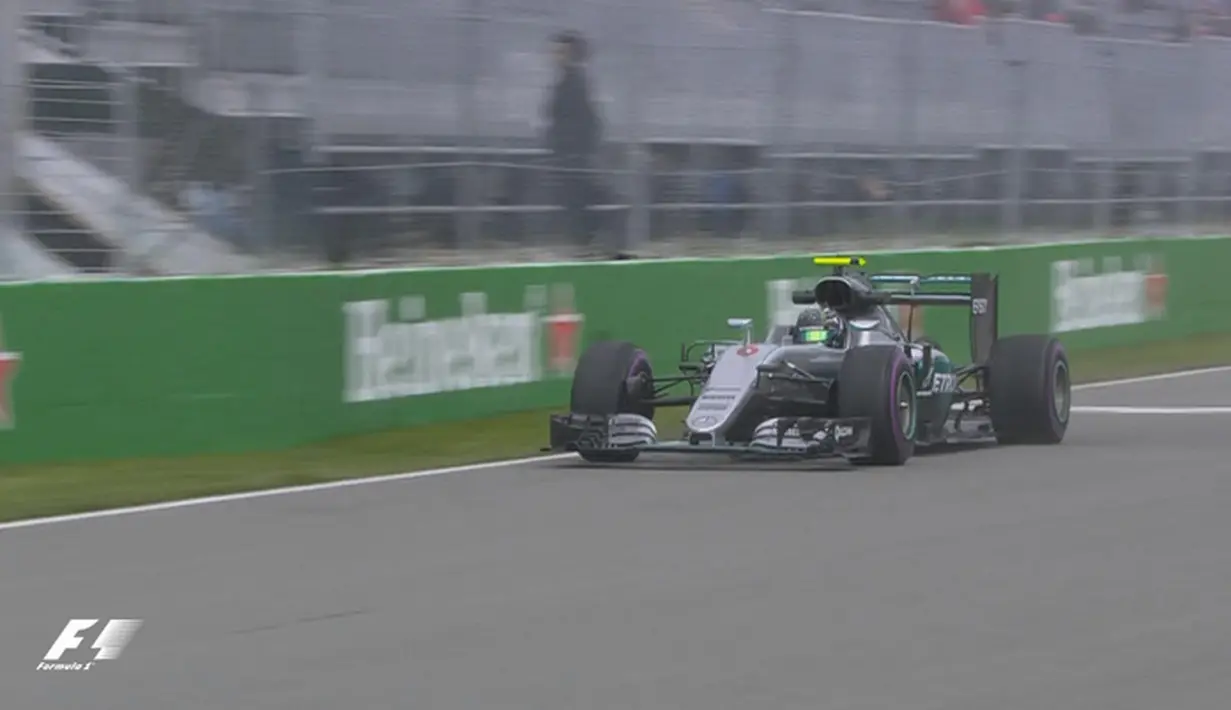 Pebalap Mercedes, Nico Rosberg, menjadi yang tercepat kedua dalam latihan bebas pertama F1 GP Kanada di Sirkuit Gilles Villeneuve, Kanada, Jumat (10/6/2016). (Bola.com/Twitter/F1)