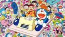 Salah satu gambar Doraemon yang ikonik, di mana bersama Nobita, Shisuka, Giant, dan Suneo tengah berada di mesin waktu. (Foto: klook.com)