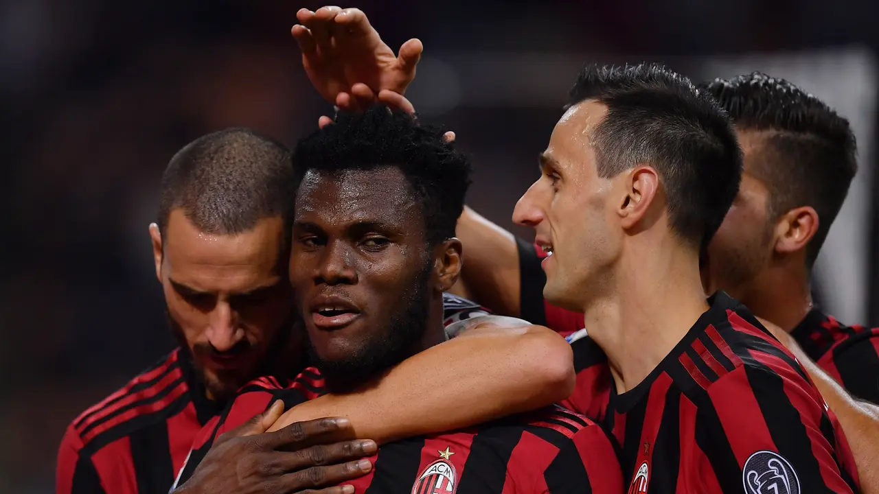Selebrasi Pemain AC Milan usai jebol gawang SPAL