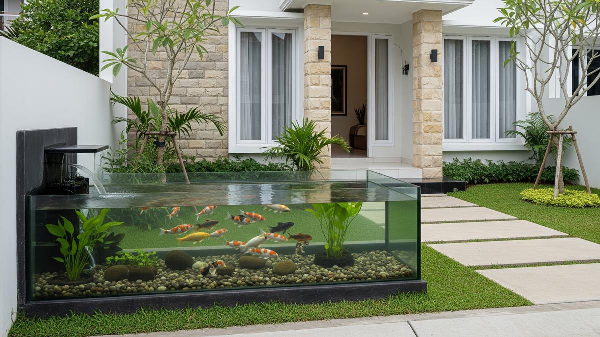8 Model Kolam Ikan Kaca Minimalis Depan Rumah, Estetik Sebagai Hiasan