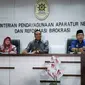 Menteri Pendayagunaan Aparatur Negara dan Reformasi Birokrasi (PANRB) Syafruddin mengadakan konferensi pres di kantornya, Rabu (14/8/2019)