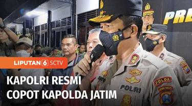 Kapolri secara resmi mencopot Kapolda Jawa Timur, Irjen Pol Nico Afinta yang diduga merupakan buntut dari tragedi maut Kanjuruhan. Nico Afinta digantikan Irjen Pol Teddy Minahasa yang sebelumnya menjabat Kapolda Sumbar.