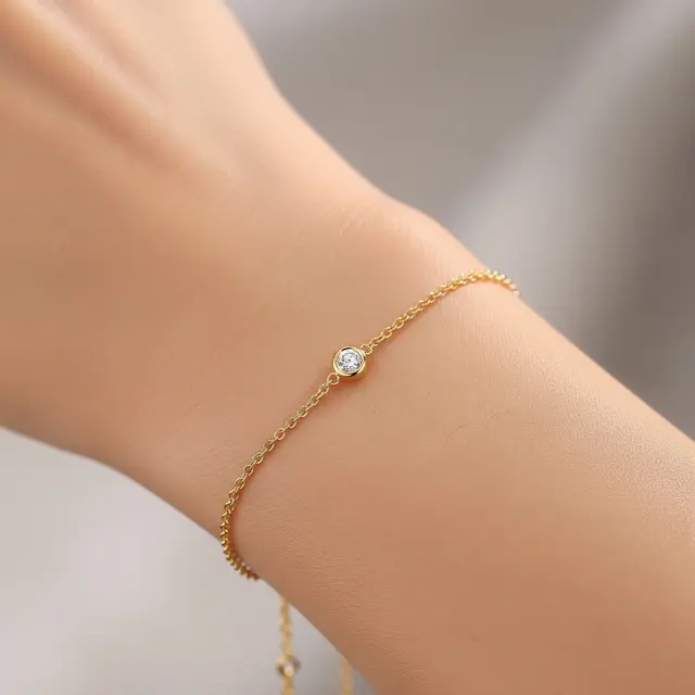Model Gelang Emas 1 Gram Kombinasi Rantai dan Batu Zircon (Image by Gemini AI)