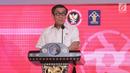 Menkumham Yasonna Laoly memberikan sambutan saat melakukan MoU dengan BNPT di gedung Kemenkumham, Jakarta, Kamis (31/5). (Liputan6.com/Herman Zakharia)