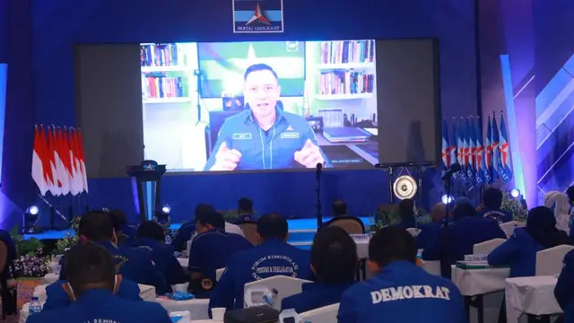 AHY saat membuka Musda Demokrat Jatim. (Dian Kurniawan/Liputan6.com)