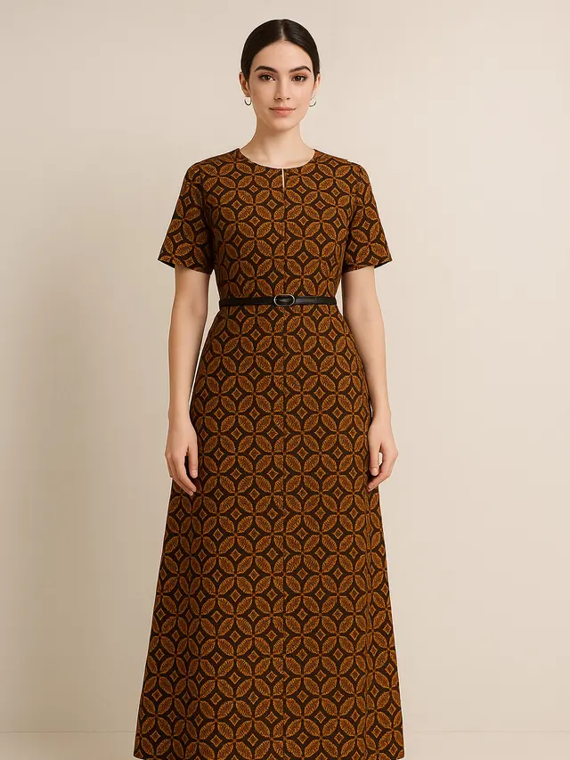 Model Dress Batik Klasik Motif Kawung Modern