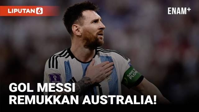 Argentina berhasil melaju ke babak perempat final Piala Dunia 2022 usai menyingkirkan Australia dengan skor 2-1 di Stadion Ahmad Bin Ali Stadium, Qatar, Minggu (4/12). Dalam duel ini, bintang Albiceleste Lionel Messi kembali mencatatkan namanya di pa...