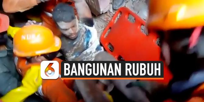VIDEO: Bangunan 4 Lantai Rubuh, 8 Orang Meninggal