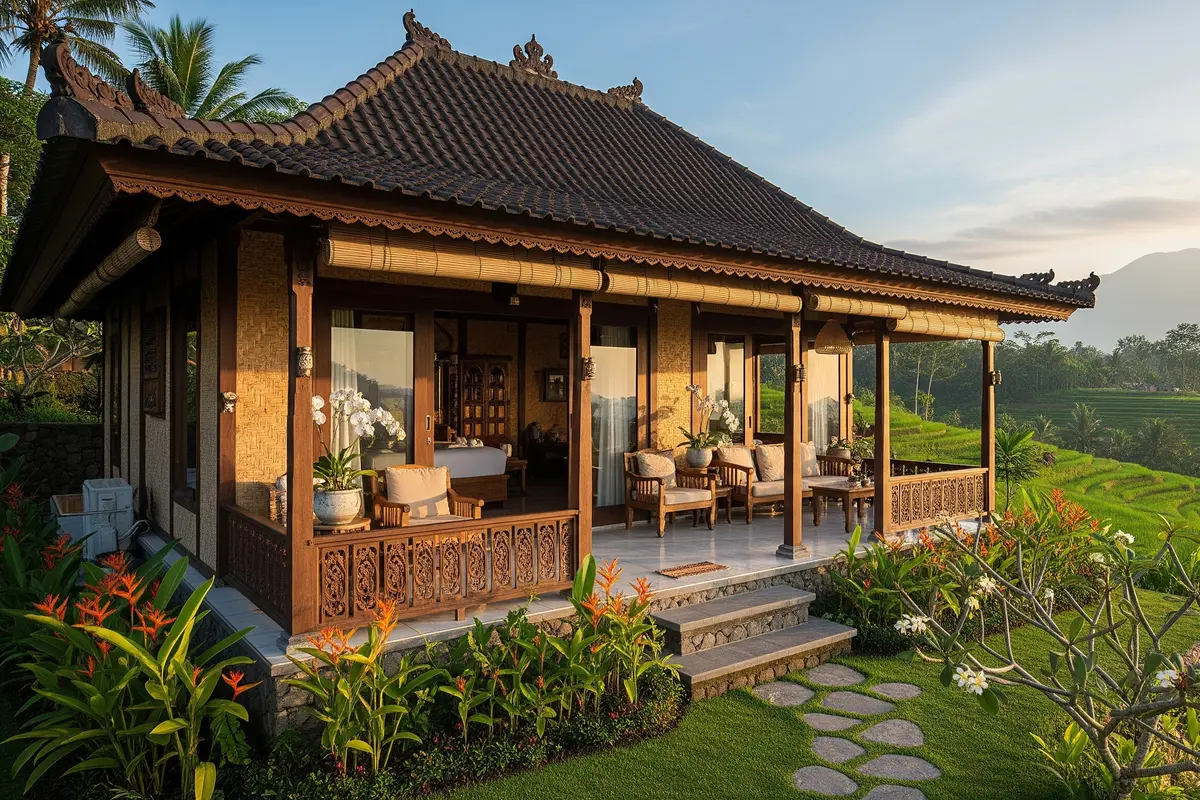Model Rumah Tropis di Lereng Gunung/ Ilustrasi AI