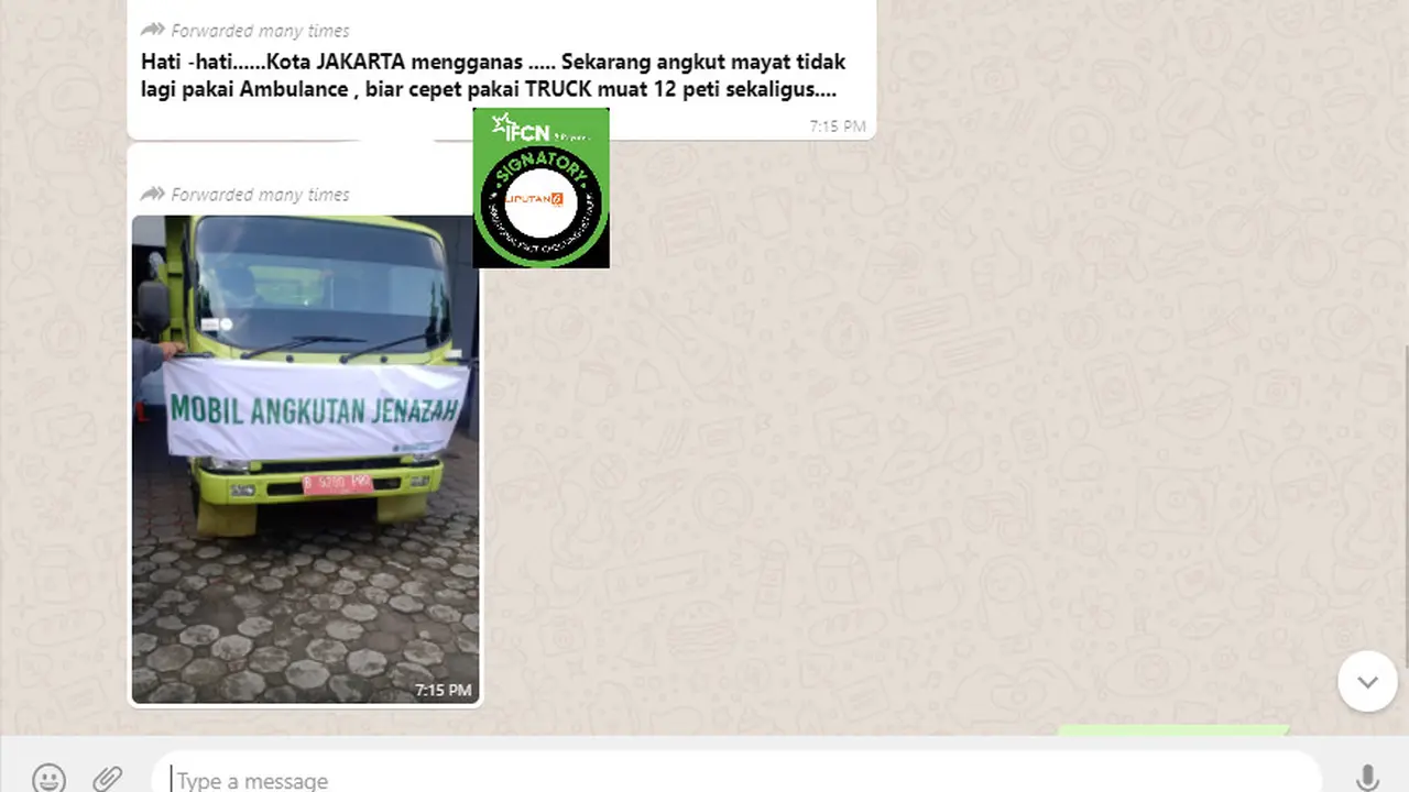Cek Fakta Liputan6.com menelusuri klaim jenzah Covid-19 Jakarta diangkut truk tak lagi pakai ambulans