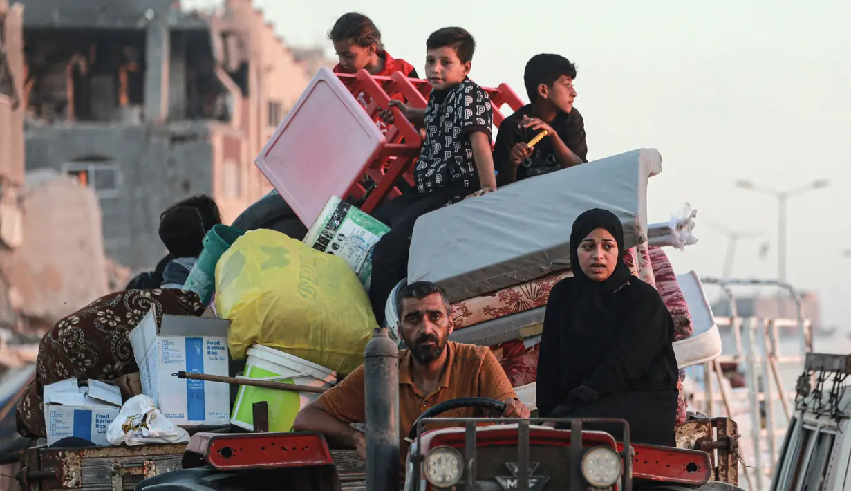 Israel kembali mengeluarkan perintah evakuasi massal untuk beberapa bagian kota dan Rafah, di Jalur Gaza Selatan. (Bashar TALEB/AFP)