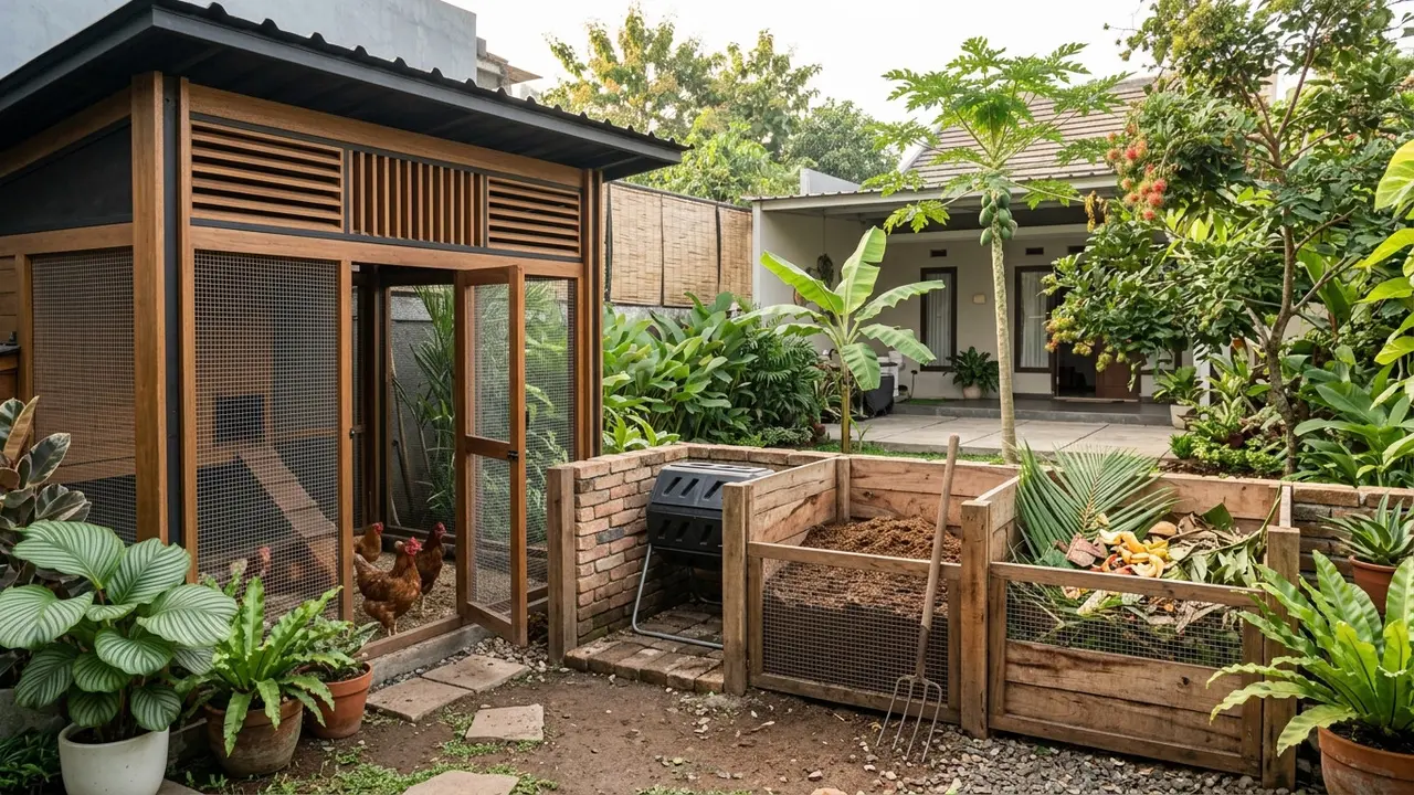 Desain Kandang Ayam dan Area Kompos dalam Satu Lahan