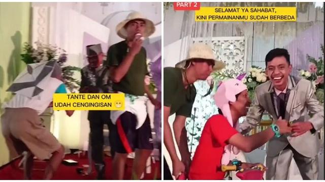 Gaya Heboh saat Teman Masa Kecil Datang ke Resepsi Pernikahan Ini Anti Mainstream
