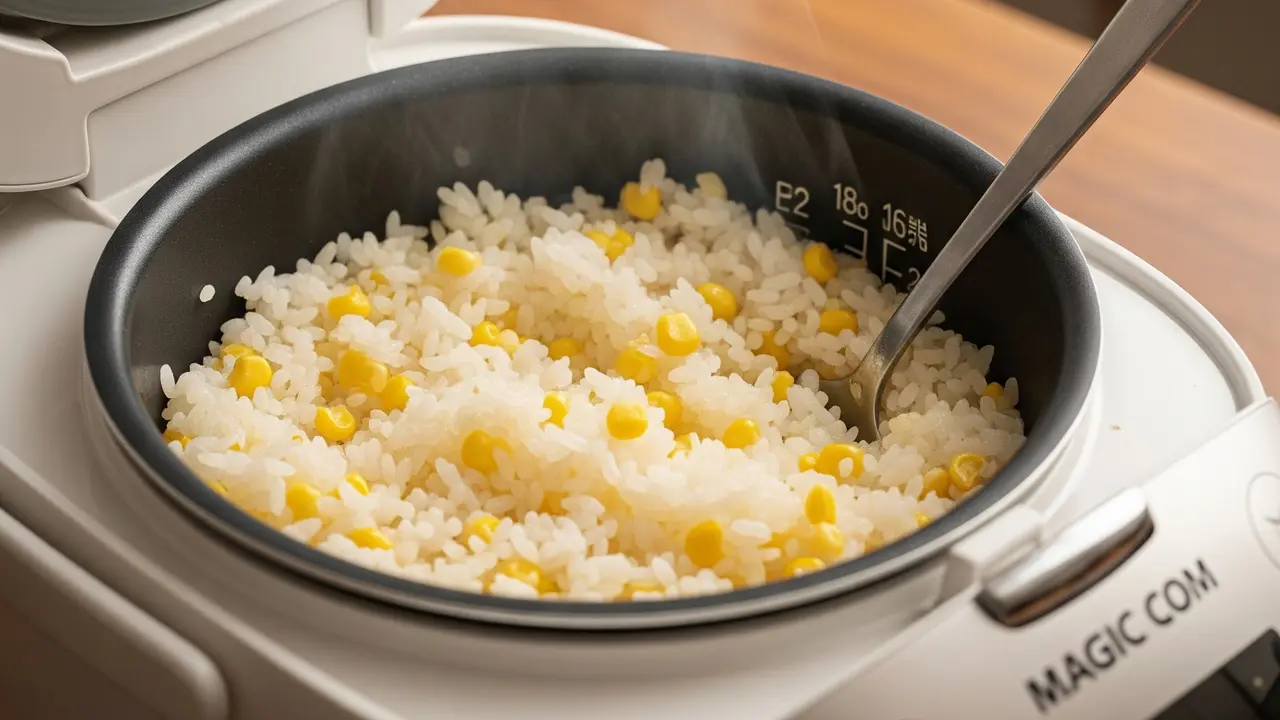 Cara Memasak Nasi Jagung dengan Magic com (Image by Gemini AI)