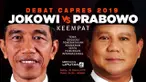 Komisi Pemilihan Umum (KPU) kembali menggelar debat keempat Pilpres 2019 pada Sabtu 30 Maret 2019. Debat yang hanya menghadirkan capres Jokowi dan Prabowo Subianto ini akan disiarkan Liputan6.com secara live streaming.