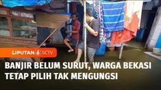 Hampir seminggu warga Babelan, Kabupaten Bekasi, Jawa Barat, hidup di tengah banjir. Sudah 5 hari banjir belum juga surut. Meski sudah banyak yang kena penyakit kulit, gatal-gatal akibat banjir, belum ada warga yang mau mengungsi.