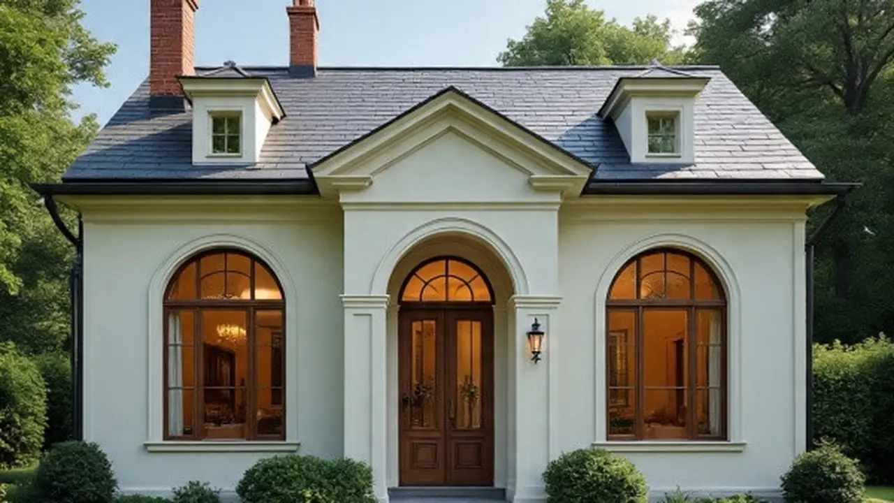 Desain Rumah dengan Jendela Lengkung (Sumber Gambar: Meta AI)