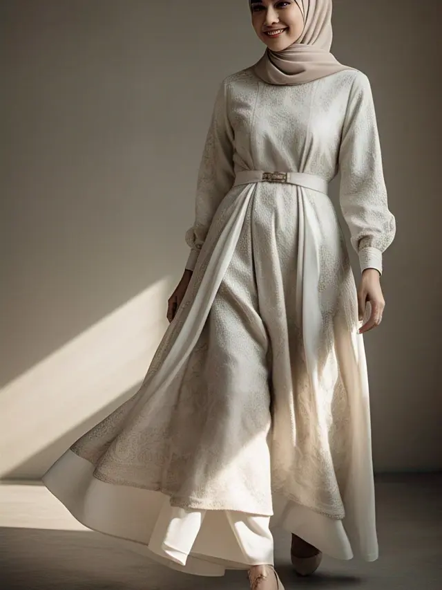 Gamis Brokat Putih untuk Wanita Usia 40-an
