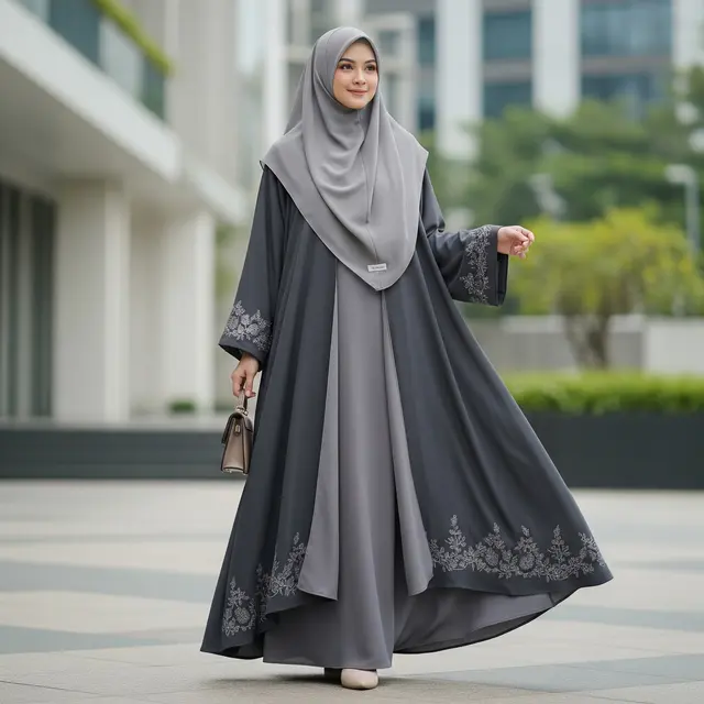 9 Model Gamis Abaya Outer 2 in 1 untuk Lebaran 2026, Tampil Modis dan Praktis