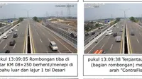 Tangkapan layar rekaman CCTV rombongan mobil mewah putar balik dan melawan arus di Tol Depok-Antasari (Desari) yang viral di media sosial. (Foto: Istimewa)