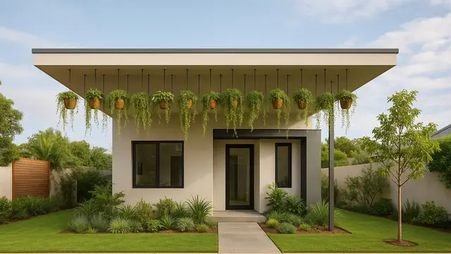 Model Teras Dak Gantung ala Pinterest untuk Rumah Minimalis 2025/ Ilustrasi oleh AI