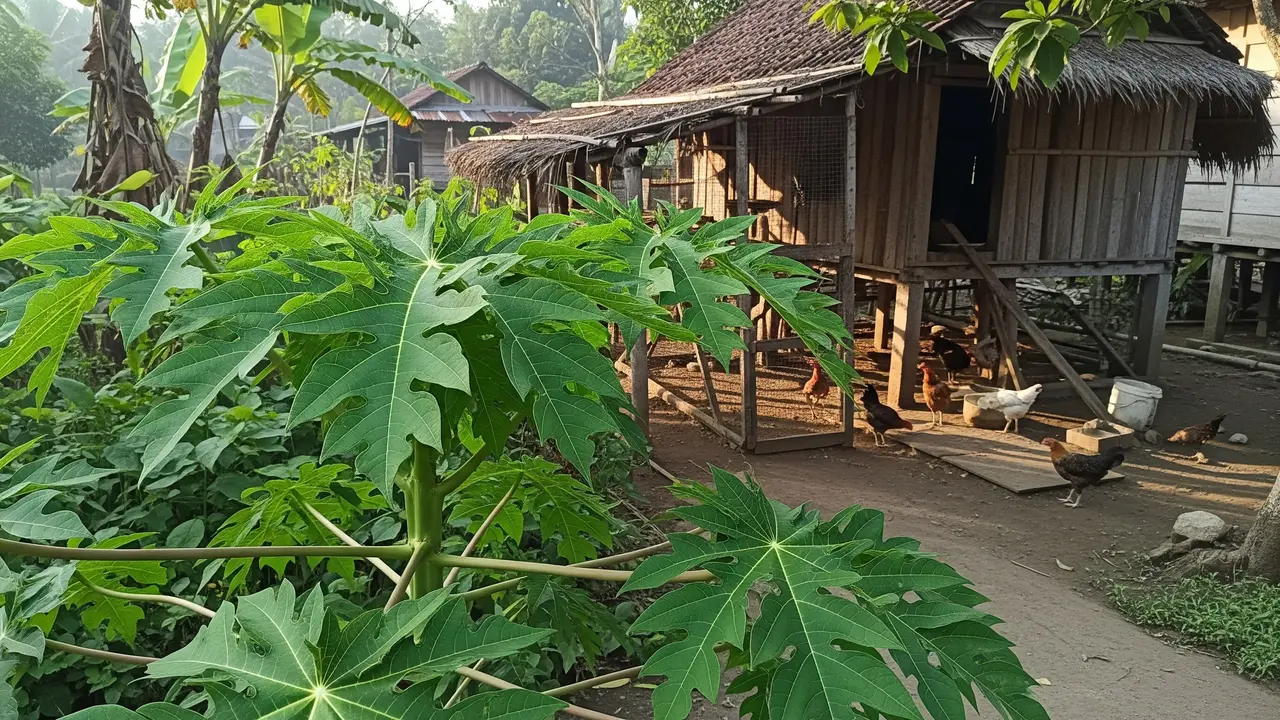 Pohon Pepaya, Tanaman yang Cocok Ditanam Dekat Kandang Ayam Kampung/Gemini AI