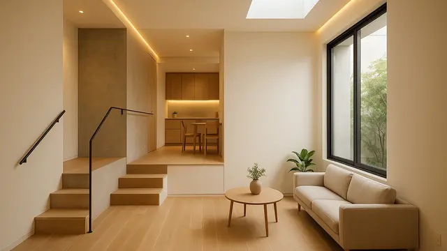 Model Rumah Kecil 4x6 Meter dengan Konsep Split Level