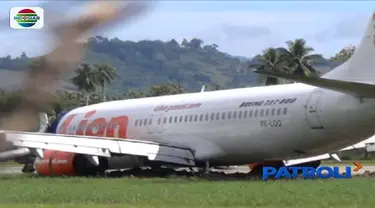 Badan pesawat Lion Air JT 892 yang tergelincir belum dievakuasi, Bandara Djalaludin, Gorontalo masih ditutup.