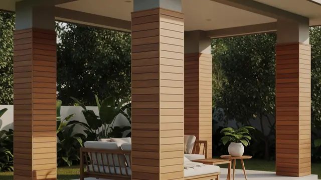 Tiang Beton Dilapisi Papan Kayu (Cladding)