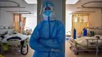 Pekerja medis tidur siang saat merawat pasien virus corona atau COVID-19 di sebuah rumah sakit di Wuhan, Provinsi Hubei, China, Minggu (16/2/2020). Enam pekerja medis, termasuk dokter, dinyatakan meninggal dunia akibat virus corona. (Chinatopix via AP)