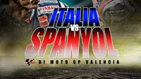 Italia vs Spanyol di Moto GP Valencia (grafis:Abdillah/Liputan6.com)