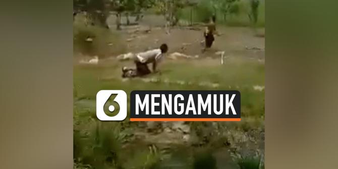 VIDEO: Mengamuk, Pria Bacok TNI dan Polisi Sebelum Dilumpuhkan Timah Panas